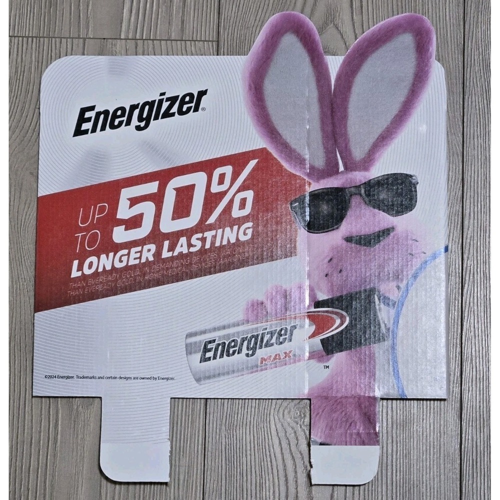 Energizer Bunny Advertising Cardboard Display‎ Piece 2024 12"x12" Advertisement